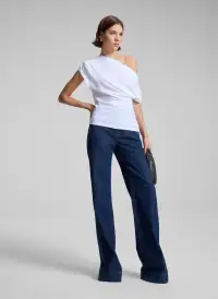 Alice Cotton One Shoulder Tee(White,XS)