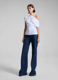 Alice Cotton One Shoulder Tee(White,XS)