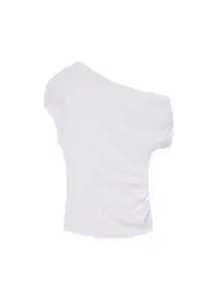 Alice Cotton One Shoulder Tee(White,XS)