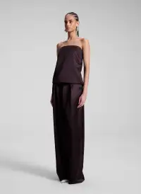 Ani Strapless Satin Top(Chocolate Plum,00)