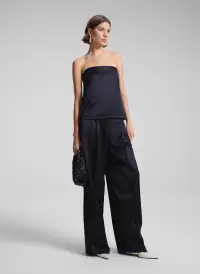 Ani Strapless Satin Top(Deep Navy,00)