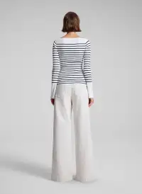 Anya Striped Knit Top(Off White / Dark Sapphire,XS)