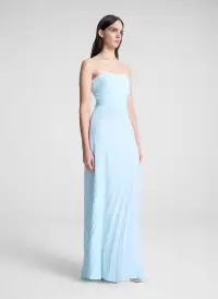 Bianca Strapless Pleated Maxi Dress(Cascade,00)