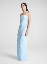 Bianca Strapless Pleated Maxi Dress(Cascade,00)
