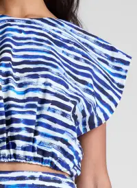Billie Cropped Stripe Top(Navy Stripe,XS)