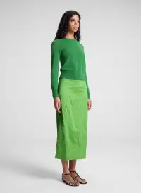 Phoebe Satin Midi Skirt(Lily Green,00)