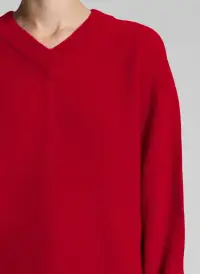 Calven Cashmere V Neck Sweater(Really Red,XS)