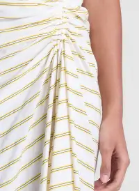 Carolyn One Shoulder Striped Midi Dress(Canary Stripe,00)