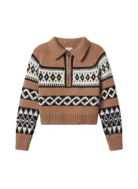 Carter Merino Fairisle Sweater(Camel Multi,XS)