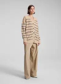 Cody Oversized Alpaca Cardigan(Dark Taupe/Navy,XS)