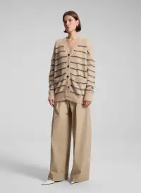Cody Oversized Alpaca Cardigan(Dark Taupe/Navy,XS)