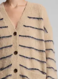 Cody Oversized Alpaca Cardigan(Dark Taupe/Navy,XS)