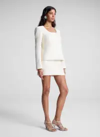 Cowan Cotton Boucle Mini Skirt(Off White,00)