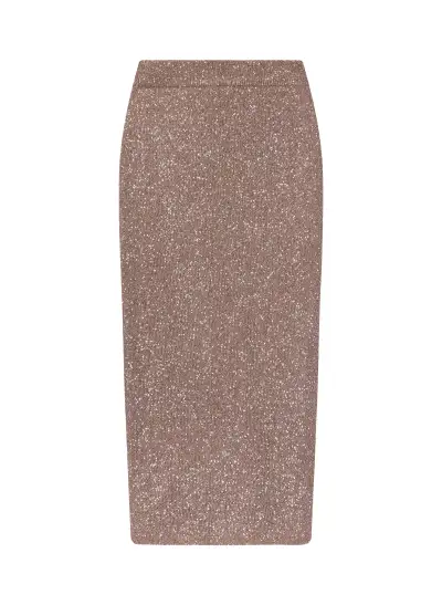 Dana Metallic Knit Midi Skirt(Mauve/Silver,XS)