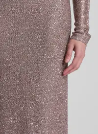Dana Metallic Knit Midi Skirt(Mauve/Silver,XS)