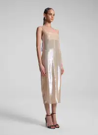 Danielle Sequin Embellished Midi Dress(Clear,XXS)