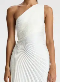 Delfina Satin Pleated Dress(Whisper White,00)