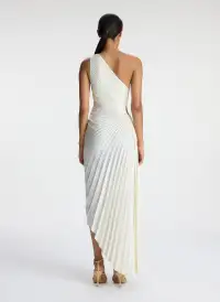 Delfina Satin Pleated Dress(Whisper White,00)