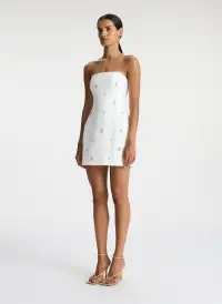 Elsie Strapless Embellished Mini Dress(White,00)