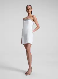 Elsie Embellished Trim Strapless Mini Dress(White/Crystal,00)