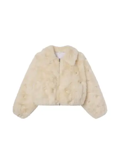 Esme Embellished Faux Fur Jacket(Arctic Fox Multi,XS)