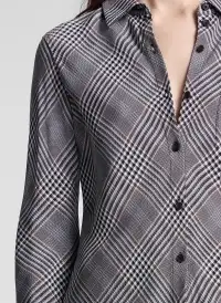 Ethan Plaid Top(Black/Brown Plaid,XS)