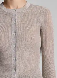 Fisher Fine Lurex Cardigan(Light Gold,XS)