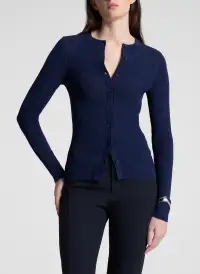 Fisher Fine Cotton Cardigan(Navy,XS)