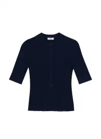 Fisher Fine Cotton Knit Top(Navy,XS)