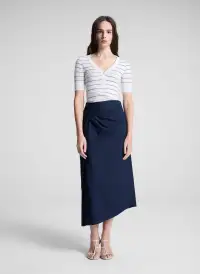 Francis Fine Cotton Knit Top(Bright White/Navy,XS)
