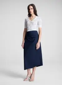 Francis Fine Cotton Knit Top(Bright White/Navy,XS)