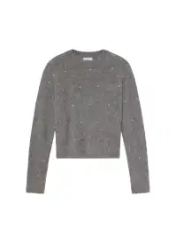 Frankie Wool Cashmere Embellished Sweater(Medium Heather Grey,XS)