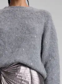Frankie Wool Cashmere Embellished Sweater(Medium Heather Grey,XS)