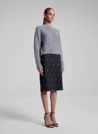 Opal Embellished Wool Pencil Skirt(Charcoal,00)