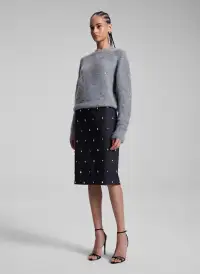 Opal Embellished Wool Pencil Skirt(Charcoal,00)
