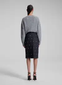 Opal Embellished Wool Pencil Skirt(Charcoal,00)