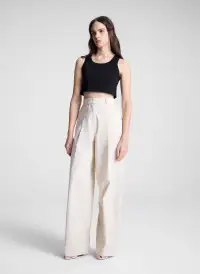 Halsey Cropped Cotton Rib Tank(Black,XS)