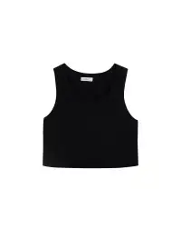 Halsey Cropped Cotton Rib Tank(Black,XS)