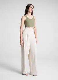 Halsey Cropped Cotton Rib Tank(Eucalyptus,XS)