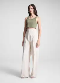 Halsey Cropped Cotton Rib Tank(Eucalyptus,XS)