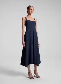 Harlow Linen Midi Dress(Navy,00)