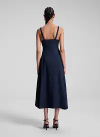 Harlow Linen Midi Dress(Navy,00)