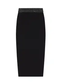 Jane Sequin Embellished Knit Midi Skirt(Black/Silver,XS)