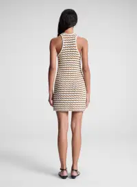 Kendra Striped Knit Mini Dress(Parchment/Aged Bronze Stripe,XS)