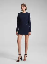 Kenna Embellished Mini Dress(Evening Blue/Jet,00)