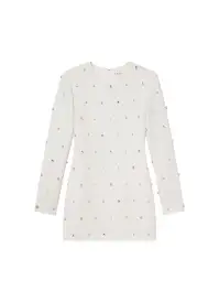 Kenna Embellished Mini Dress(White/Crystal,00)