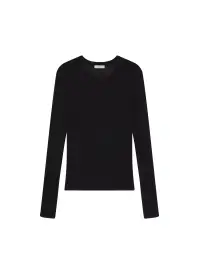 Kyle Ribbed Merino Top(Black,XS)