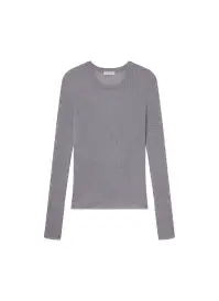 Kyle Ribbed Merino Top(Light Heather Grey,XS)
