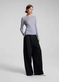 Kyle Ribbed Merino Top(Light Heather Grey,XS)