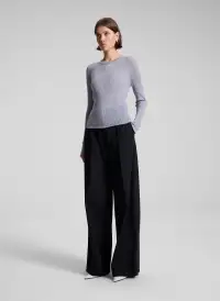 Kyle Ribbed Merino Top(Light Heather Grey,XS)